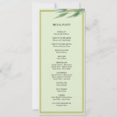 ユーカリグリーンゴールドの葉の結婚式プログラム (裏面)