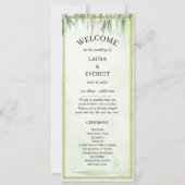 ユーカリグリーンゴールドの葉の結婚式プログラム (正面)