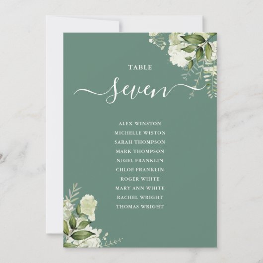 ユーカリグリーンフラワールームプラン卓番号 招待状 (正面)