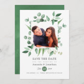 ユーカリグリーン写真結婚式 セーブザデート (正面/裏面)