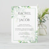 ユーカリグリーン背景の結婚式 招待状 (スタンド正面)