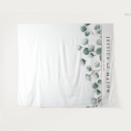 ユーカリグリーン背景写真撮影ブース タペストリー (正面(横))