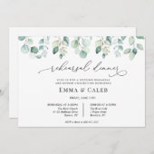 ユーカリグリーン カリグラフィー リハーサルディナー 招待状 (正面/裏面)