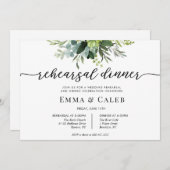 ユーカリグリーン カリグラフィー リハーサルディナー 招待状 (正面/裏面)