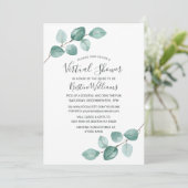 ユーカリグリーン シックなバーチャル ブライズシャワー 招待状 (スタンド正面)