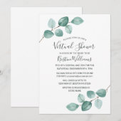 ユーカリグリーン シックなバーチャル ブライズシャワー 招待状 (正面/裏面)