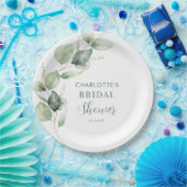 ユーカリグリーン ボタニカル ブライダルシャワー ペーパープレート (パーティー)