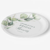 ユーカリグリーン ボタニカル ブライダルシャワー ペーパープレート (アングル)