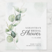 ユーカリグリーン ボタニカル ブライダルシャワー ワインラベル (シングルラベル)