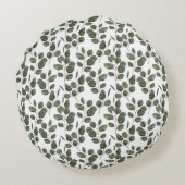 ユーカリグリーン ボタンカルグリーン ホワイト おしゃれ ラウンドクッション (裏面)