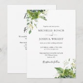 ユーカリグリーン モダンQRコード ウェディング 招待状 (正面/裏面)