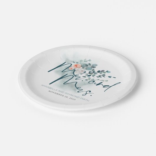 ユーカリグリーン ロマンチック ウェディング ペーパープレート (アングル)