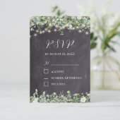 ユーカリグリーン RSVP カード | ラスティック ボタニカル (スタンド正面)
