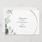 ユーカリコットン ホワイト モダン グルームズマン プロポーズ 招待状 (裏面)