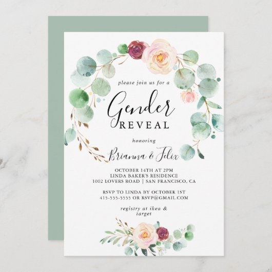 ユーカリコンテンポラリーフローラ性発現パーティー 招待状 (正面/裏面)