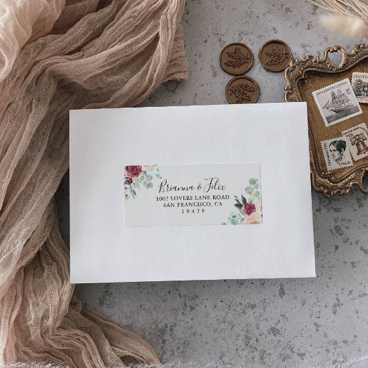 ユーカリコンテンポラリープトゥスウェディングRSVPアドレス ラベル