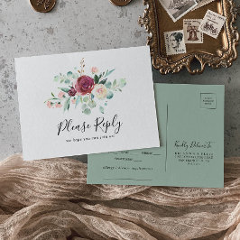 ユーカリコンテンポラリープメニュー選択RSVPポストカード ポストカード