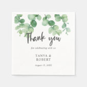 ユーカリシンプルエレガントスの結婚セージ・グリーン・シック スタンダードカクテルナプキン (正面)