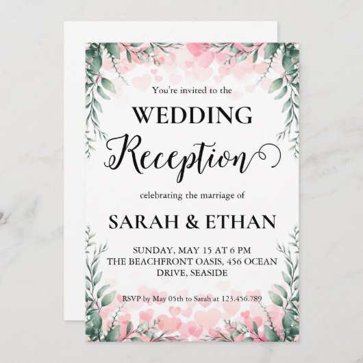 ユーカリシンプルカリ結婚式レセプション招待状 招待状 (正面/裏面)