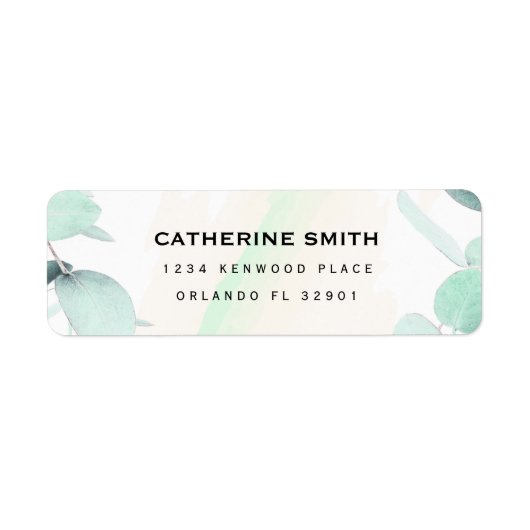 ユーカリシンプルグリーモダンとラ結婚ベ ラベル (正面)