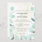 ユーカリシンプルグリーモダン結婚ズ 招待状 (正面/裏面)