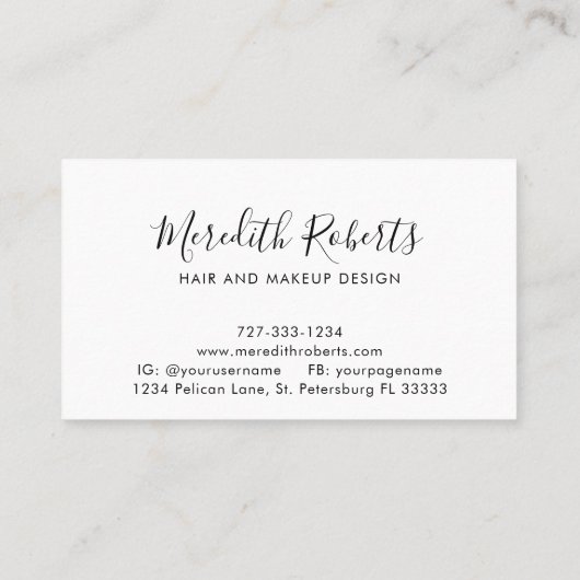 ユーカリシンプルスエレガントヘア&メイクアップ 名刺 (裏面)