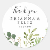 ユーカリシンプルフローラサンキュー結婚式の引き出物 ラウンドシール (正面)