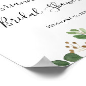 ユーカリシンプルフローラブライダルシャワー歓迎 ポスター (角)