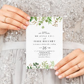 ユーカリシンプルブラウンフローラカジュアルズ結婚ス 招待状