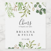 ユーカリシンプルブラウンフローラ応援結婚ズ ワインラベル (シングルラベル)