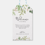 ユーカリシンプルブラウンフローラ結婚ズ・ウェルカム ギフトタグ (正面)