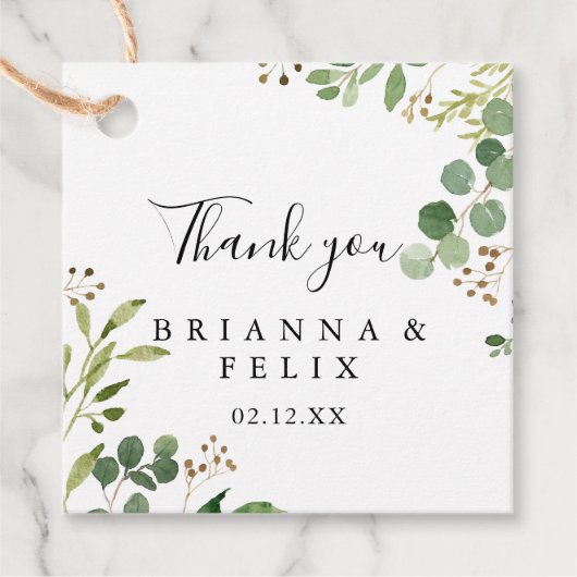 ユーカリシンプルブラウンフローラ結婚ズ フェイバータグ (正面)