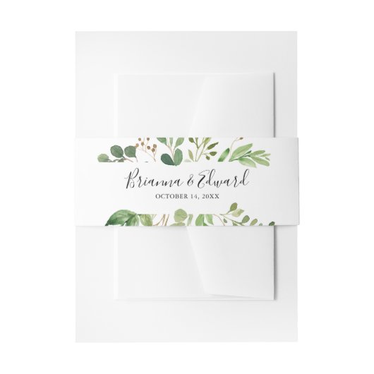 ユーカリシンプルブラウンフローラ結婚式招待状 招待状ベリーバンド (正面例)