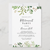 ユーカリシンプルブラウンフローラ退職パーティー 招待状 (正面)