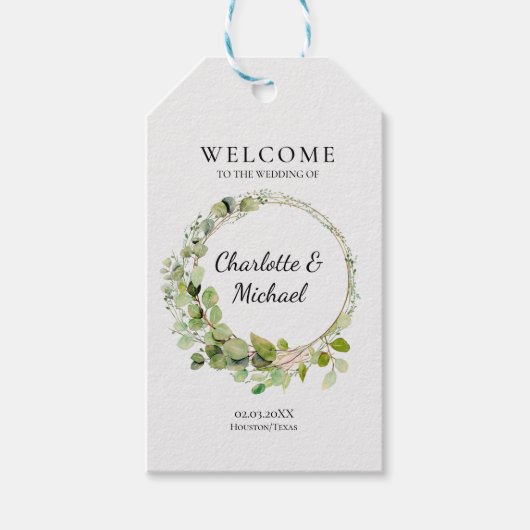 ユーカリシンプルプエレガントス |結婚へようこそ ギフトタグ (正面)