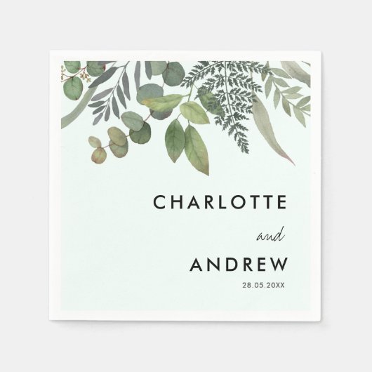 ユーカリシンプルプエレガントナプキン スタンダードカクテルナプキン (正面)