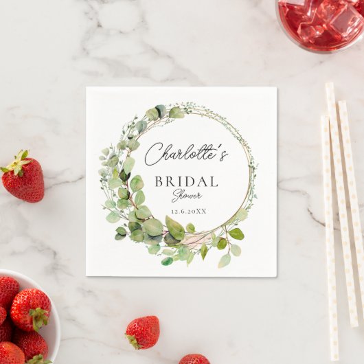 ユーカリシンプルプエレガントブライダルシャワー スタンダードカクテルナプキン (インサイチュ)