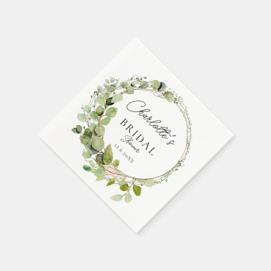 ユーカリシンプルプエレガントブライダルシャワー スタンダードカクテルナプキン (角)