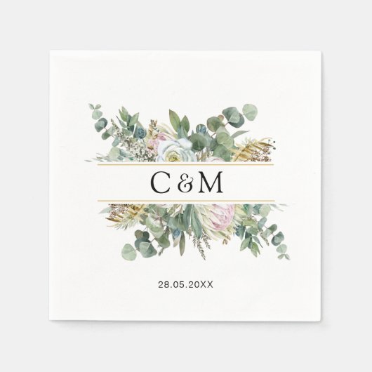 ユーカリシンプルプエレガントラワー スタンダードカクテルナプキン (正面)