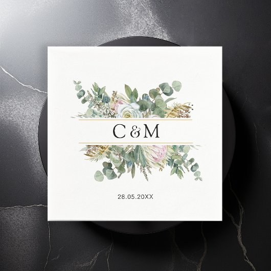 ユーカリシンプルプエレガントラワー スタンダードカクテルナプキン