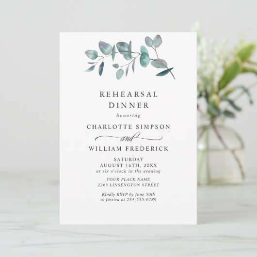 ユーカリシンプルプエレガントリハーサルディナー 招待状 (スタンド正面)