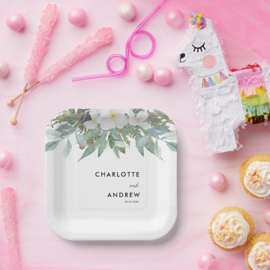 ユーカリシンプルプエレガント紙プレート ペーパープレート (パーティー)