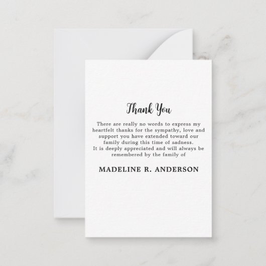 ユーカリシンプルプトゥス記念写真葬儀ありがとう ノートカード (裏面)