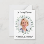 ユーカリシンプルプトゥス記念写真葬儀ありがとう ノートカード (正面)