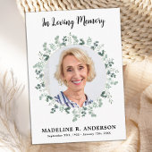 ユーカリシンプルプトゥス記念写真葬儀ありがとう ノートカード