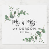 ユーカリシンプルラスモダントmrとmrsの好意 リキュールボトルラベル (シングルラベル)