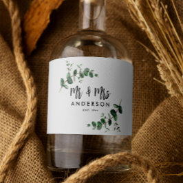 ユーカリシンプルラスモダントmrとmrsの好意 リキュールボトルラベル