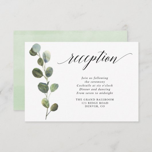 ユーカリシンプル緑エレガント披露宴 エンクロージャーカード (正面/裏面)