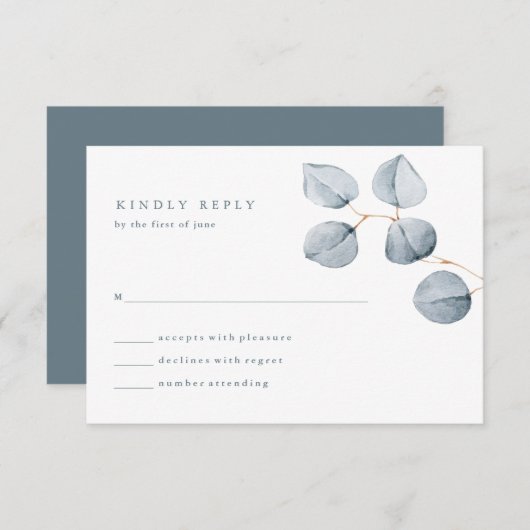 ユーカリシンプル | の結婚反応 出欠カード (正面/裏面)