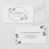 ユーカリシンプル・グリーンリー |金ゴールド幾何 名刺 (正面/裏面)